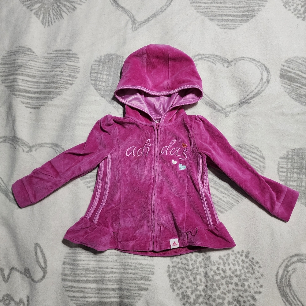 Adidas Pink Hooded Ruffled Bottom Jacket‎ 2T